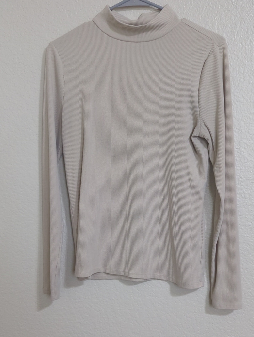 No Boundaries Cream Ribbed Mock Neck Long Sleeve Top